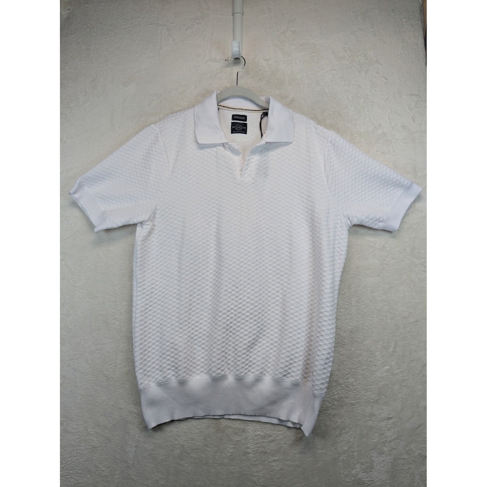 Buffalo David Bitton Polo Shirt Mens Large White Textured Knit Short Sleeve